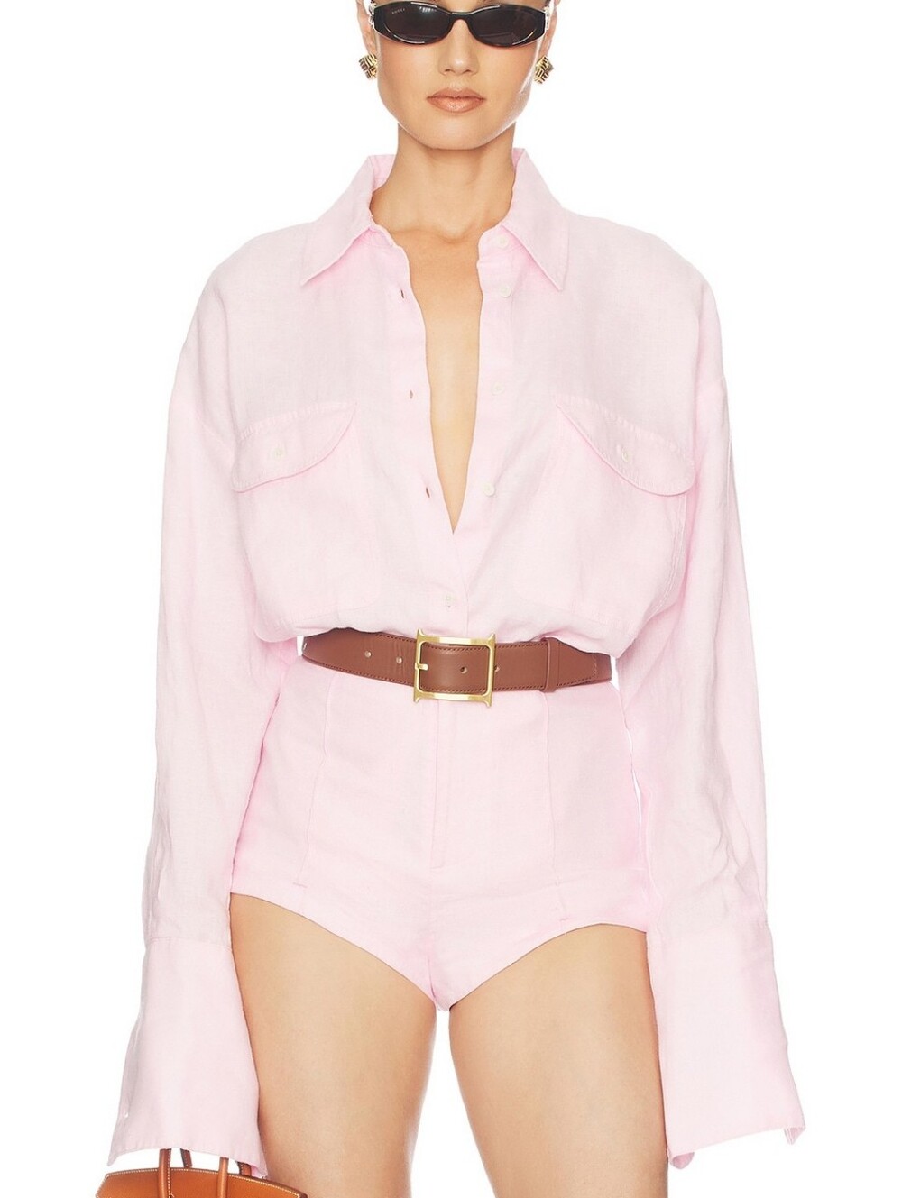 Helsa Washed Linen Shirt in Classic Pink